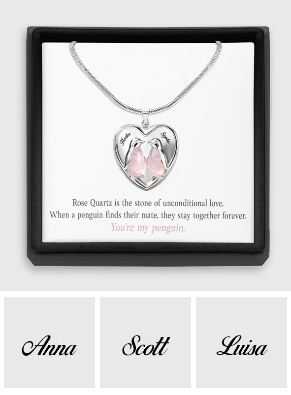 Gift For Her, Valentine Gift, You're My Penguin - Personalized Couple Heart Pendant Necklace