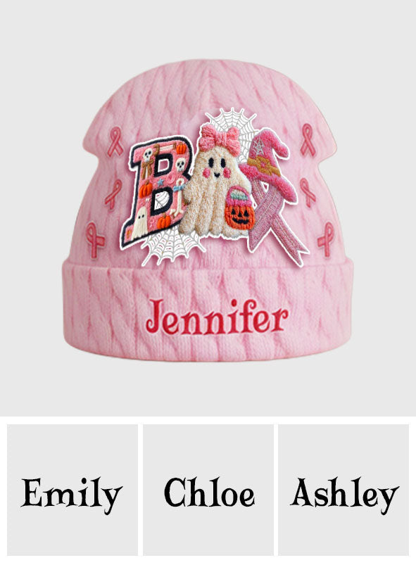 Ghost Breast Cancer Awareness - Personalized Breast Cancer Awareness Beanie Hat