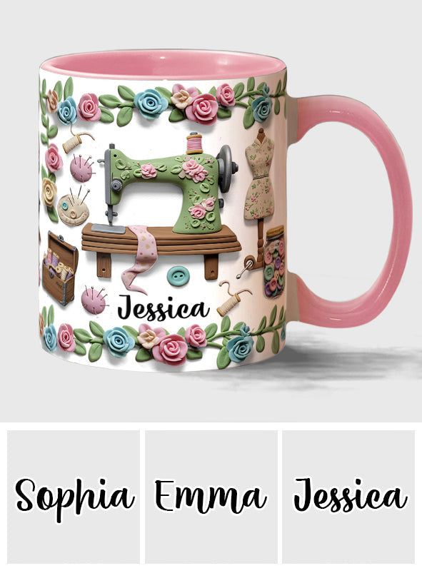 Just A Girl Who Loves Sewing - Personalized Sewing Accent Mug