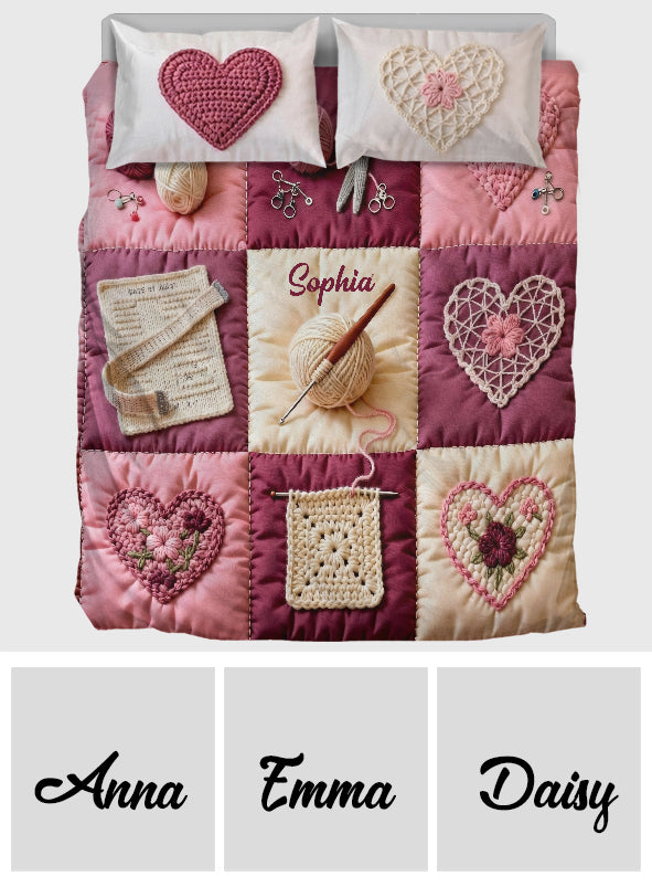 Crochet Heart - Personalized Crocheting Bedding Set