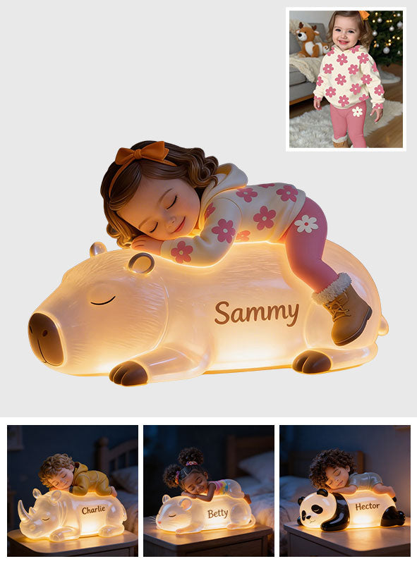 Sleeping Cute Animals Custom Photo - Personalized Kid Acrylic LED Night Light