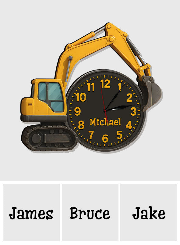 Excavator Decor - Personalized Kid LED Light Wall Clock