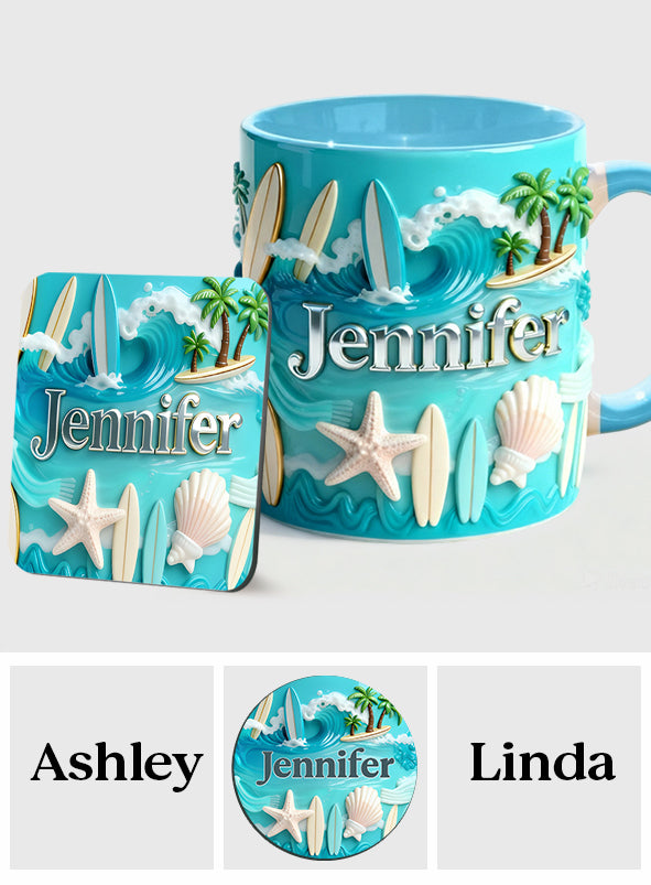 Love Surfing - Personalized Surfing Accent Mug & Coaster