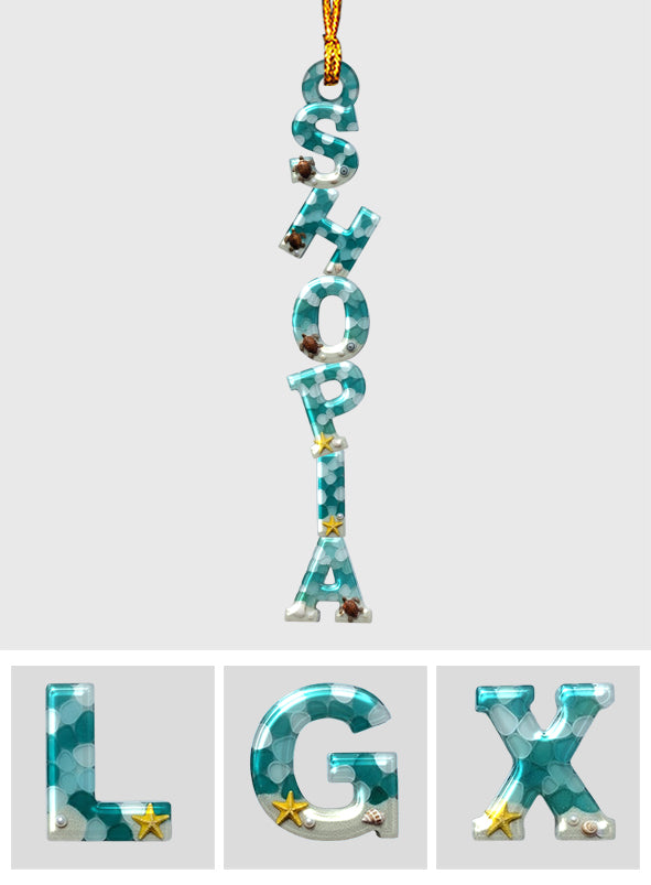 Sea Glass-Textured Christmas Alphabet - Personalized Family Custom Shaped Ornament