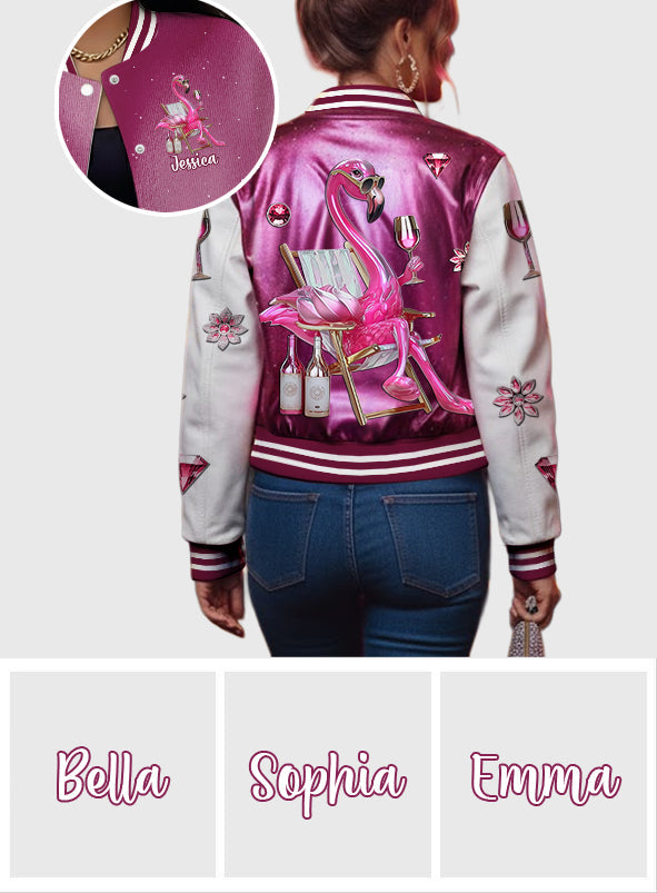 Be A Flamingo In A Flock of Pigeons - Personalized Flamingo Varsity Jacket