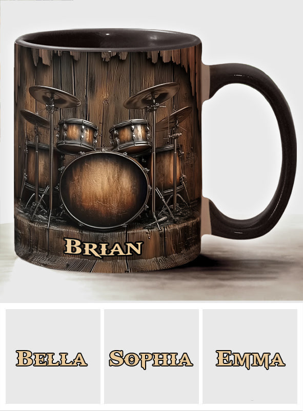 Vintage Drum-Themed Mug - Personalized Drummer Accent Mug