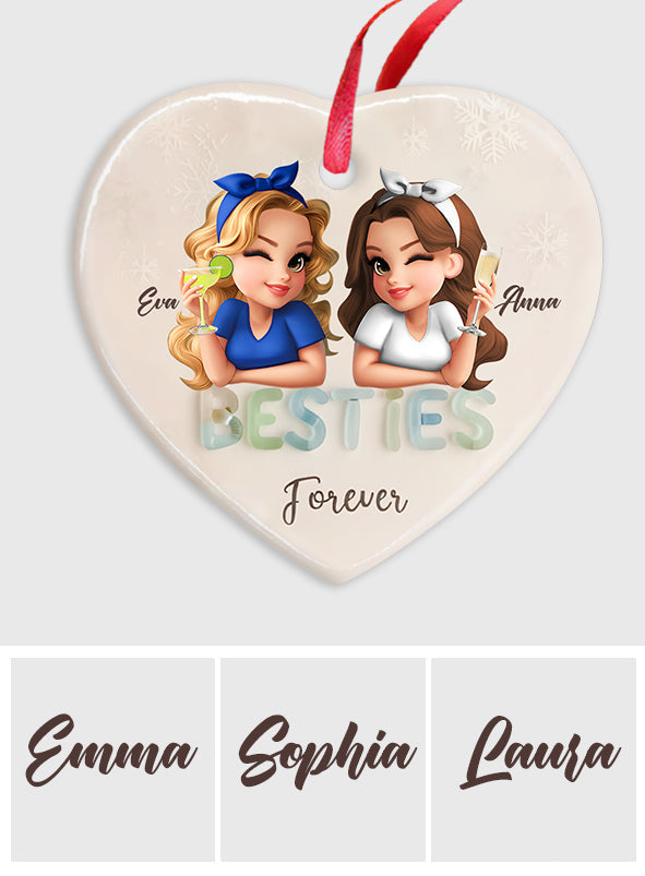 Besties Forever - Personalized Bestie Ceramic Heart Ornament