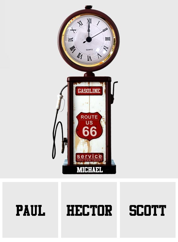 Historic Route 66 Gasoline - Personalized Muscle Car Acrylic Clock Plaque