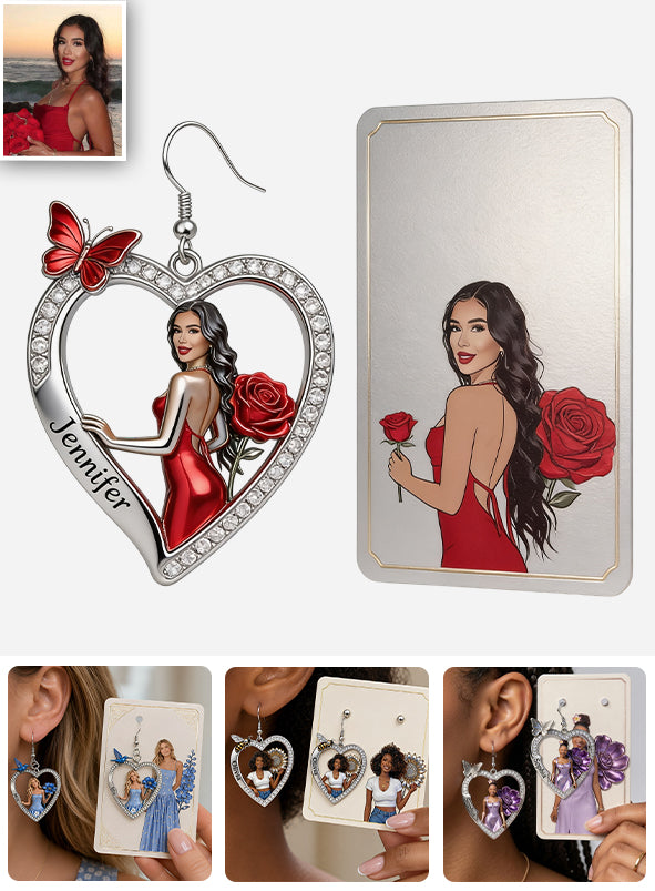 Floral Heart - Personalized Self Love Earrings With Card