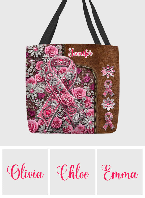 Pink Ribbon - Personalized Breast Cancer Awareness Tote Bag