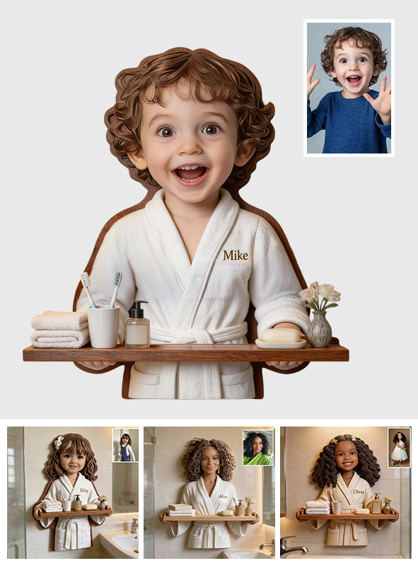 Shower Time - Personalized Kid Wooden Floating Shelf