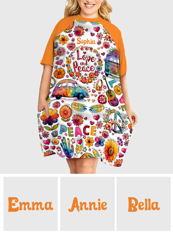 Hippie Souls - Personalized Hippie Sleep T-shirt Dress