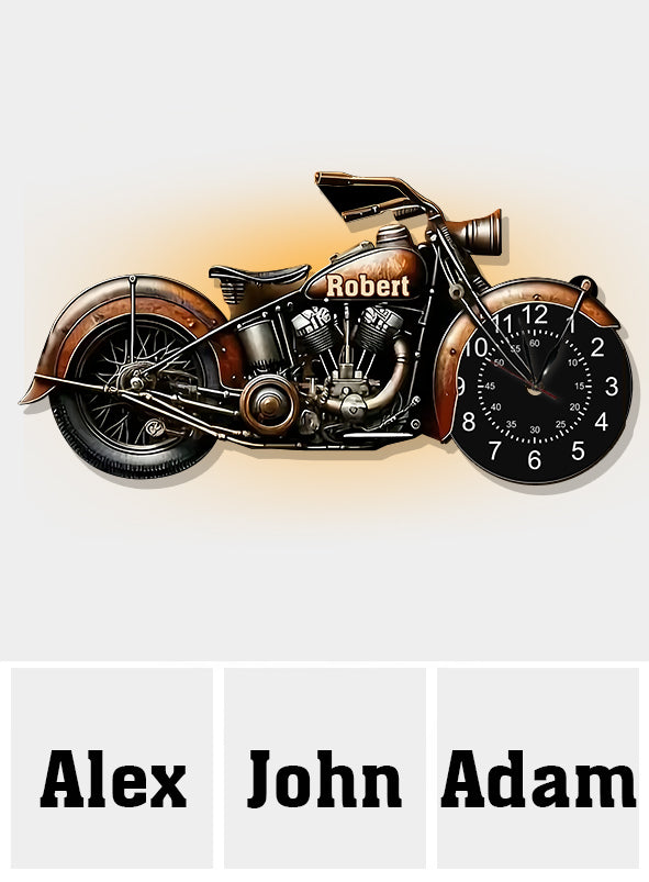 Motorcycle - Good Time, Good Friend, Good Wheel - Personalized Biker LED Light Wall Clock