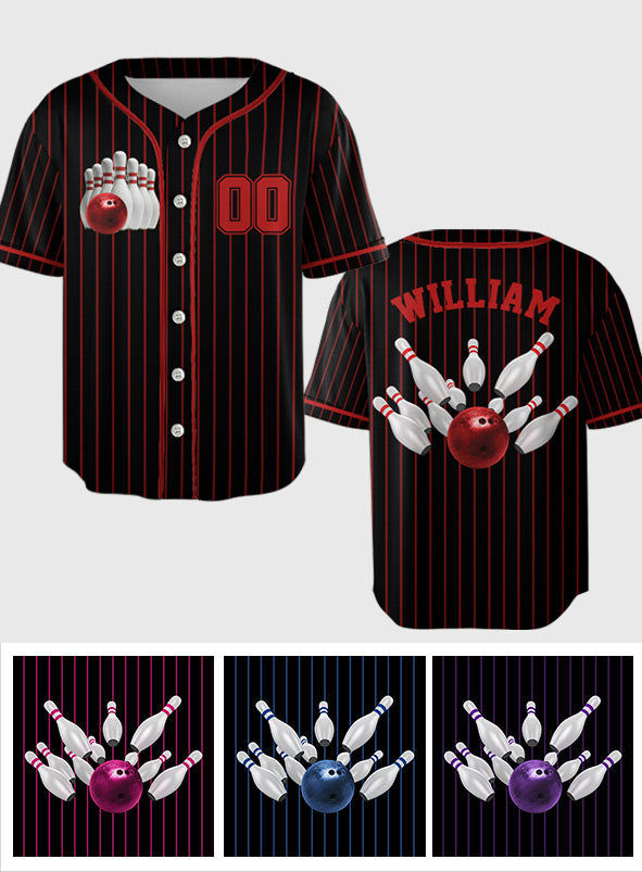 I'd Rather Be Bowling - Personalized Bowling Baseball Jersey