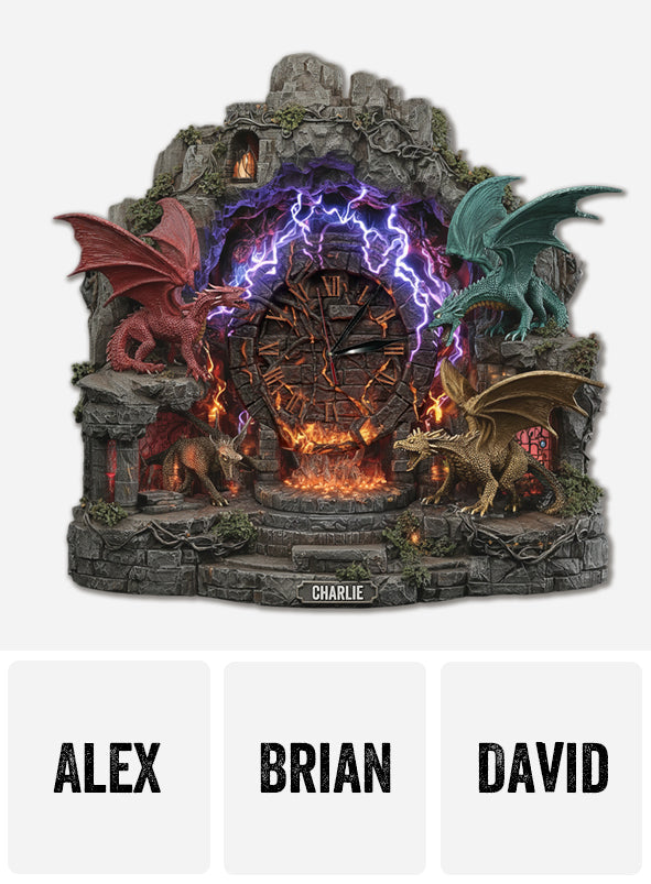 Fantasy Dragons - Personalized Dragon LED Light Wall Clock