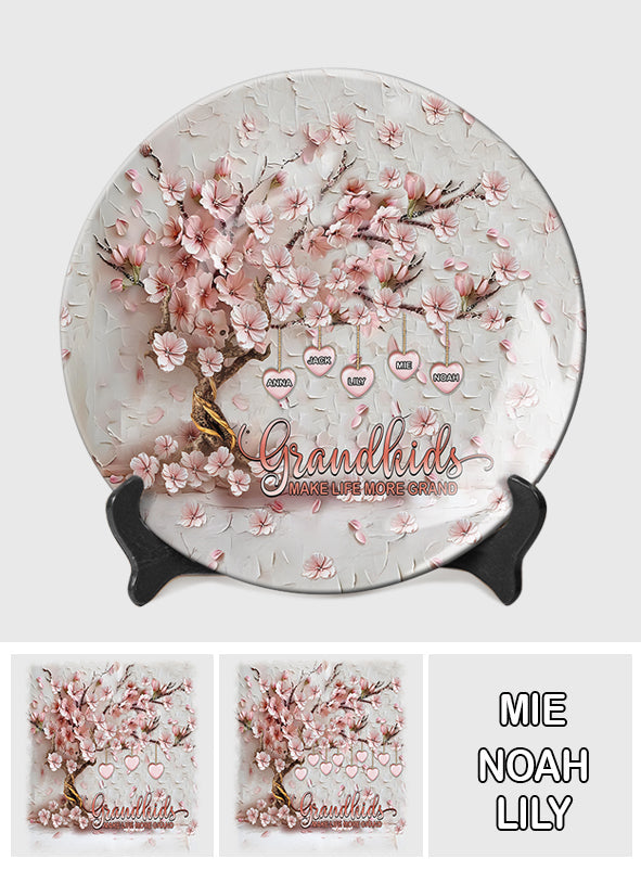 Grandkids Make Life More Grand - Personalized Grandma Ceramic Round Plate