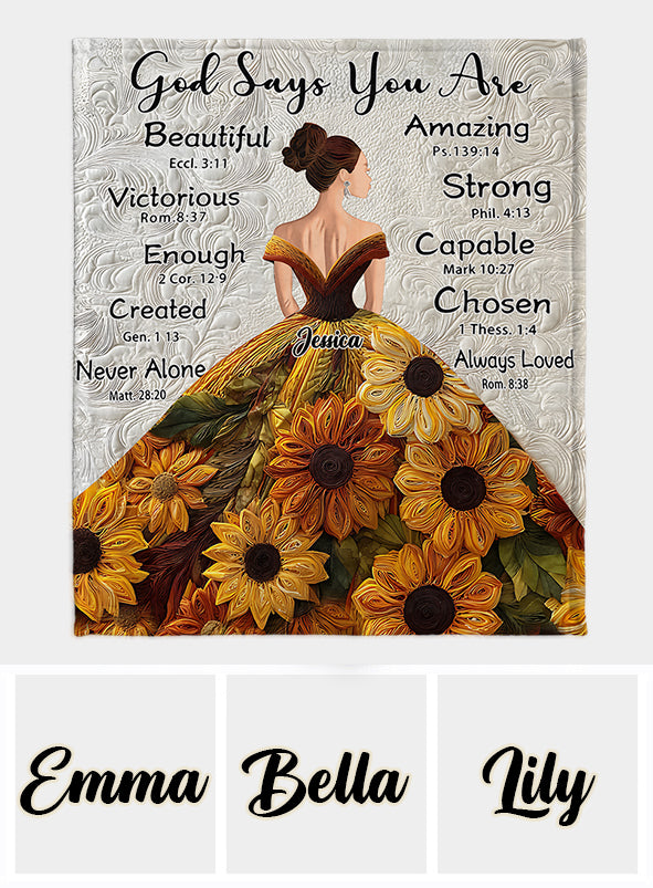 God Says You Are - Personalized African American Blanket