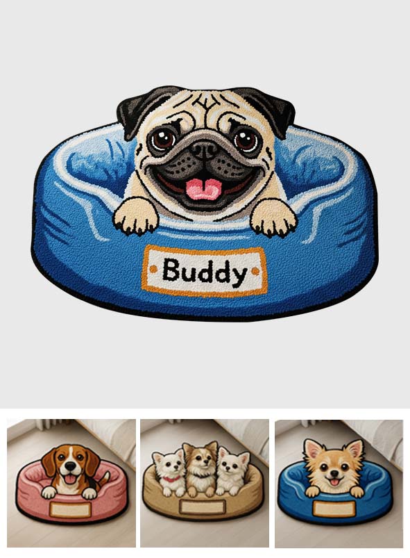 Happy Peeking Dog - Personalized Dog Non-Slip Tufted Rug