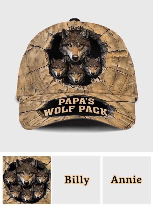 Papa's Wolf Pack - Personalized Father Classic Cap