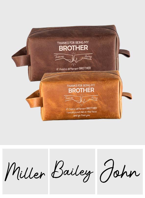 Congrats On Being My Brother - Personalized Sibling Leather Toiletry Bag
