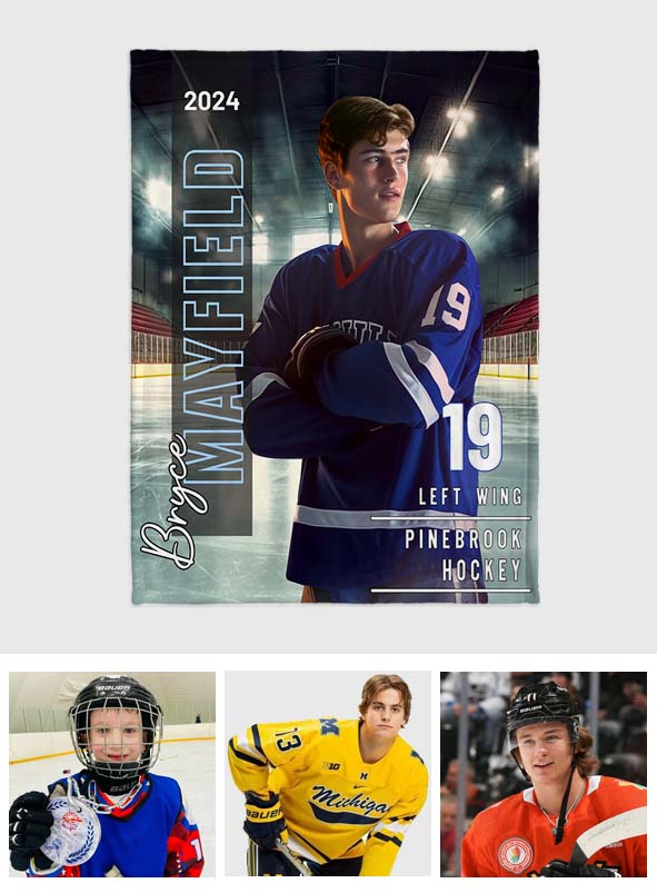 Any Photo, Name, School... - Personalized Hockey Blanket