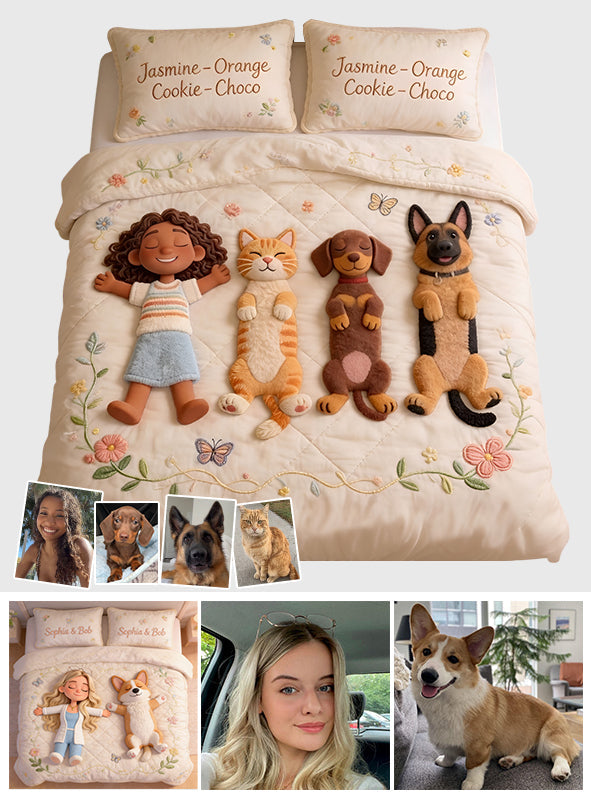 Upload Photo With Pets - Personalized Dog Bedding Set