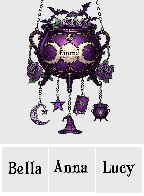 Magical Witch Tools - Personalized Witch Window Hanging Suncatcher With Charms