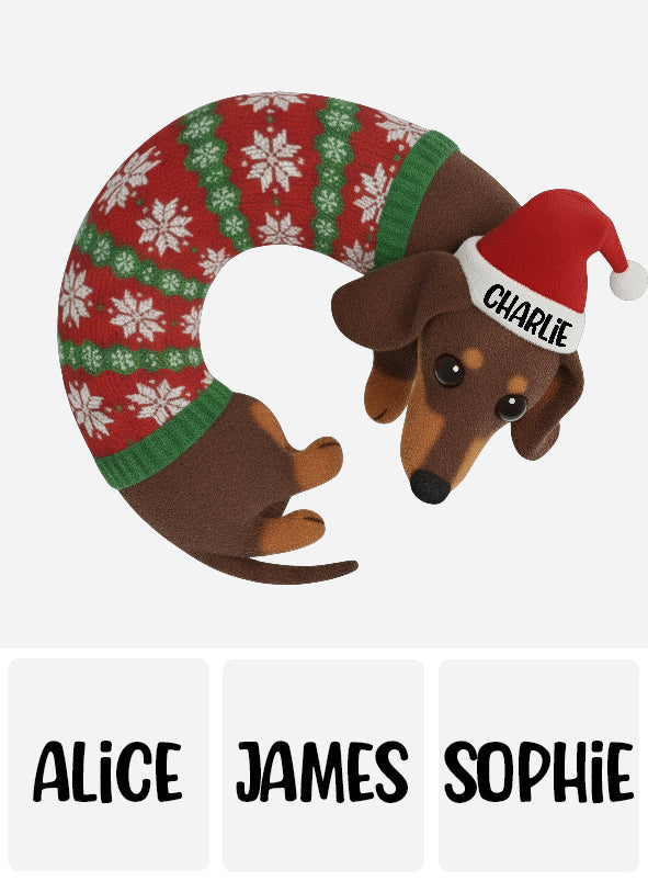 Cute Dachshund Christmas Tree Skirt - Personalized Dachshund Non-Slip Tufted Rug