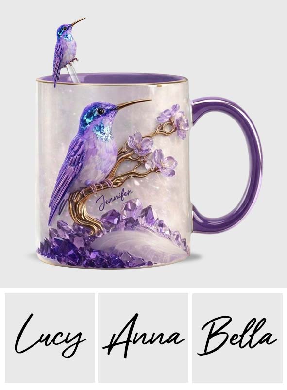 Stunning Hummingbird - Personalized Hummingbird Set Accent Mug with Acrylic Stirrers