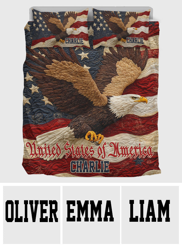 Patriotic American Bald Eagle - Personalized Bald Eagle Bedding Set