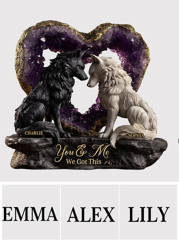 Amethyst Style Wolf Couple - Personalized Couple Custom Shaped Acrylic Plaque
