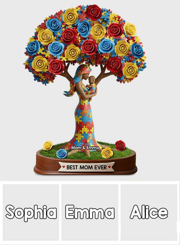 Strong Mama - Personalized Autism Awareness Custom Shaped Acrylic Plaque