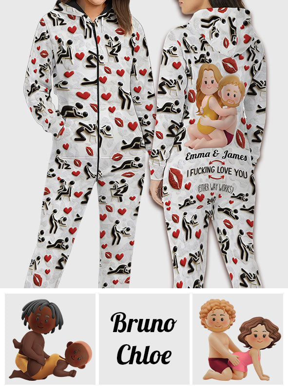 I Love You - Personalized Spicy Couple Hooded Jumpsuit