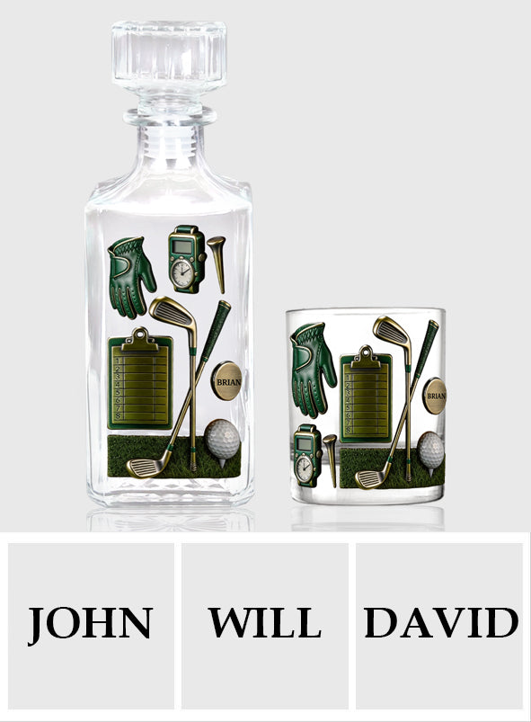 Golf is A Good Walk Spoiled - Personalized Golf Whiskey Decanter Set