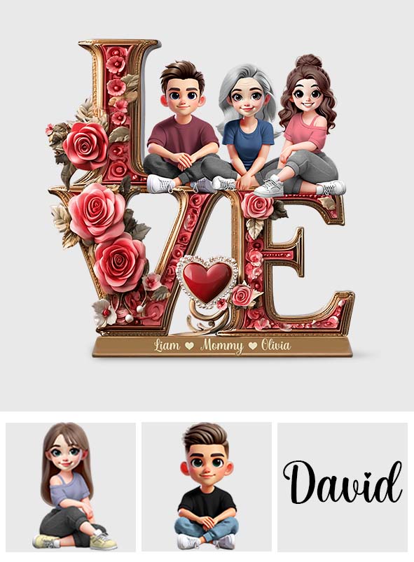 Love Mom - Personalized Mother Custom Shaped Acrylic Plaque