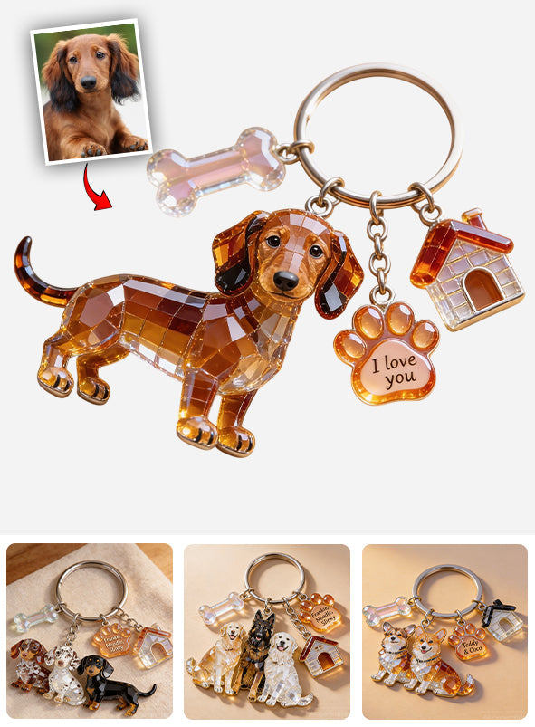 I Love My Dog - Personalized Dog Keychain With Charms