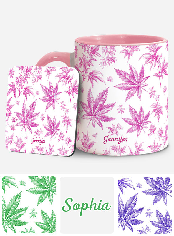 Pink Toil Marijuana Pattern - Personalized Weed Accent Mug