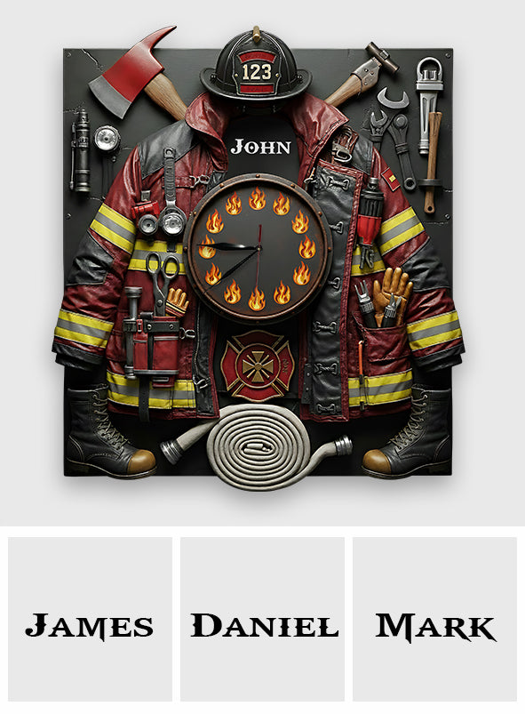 Strong Firefighter - Personalized Firefighter LED Light Wall Clock