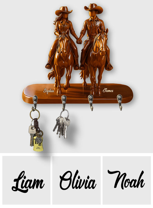 Riding Partners For Life - Personalized Cowgirl Custom Shaped Key Rack