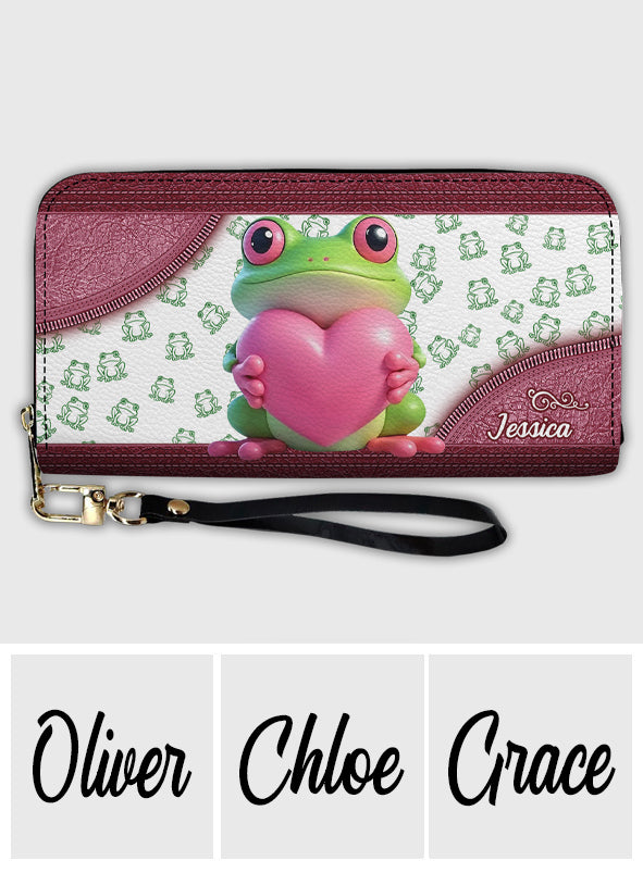 Love Frog - Personalized Frog Leather Long Wallet