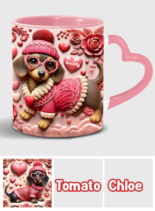 Valentine Dachshund - Personalized Dachshund Heart Handle Mug