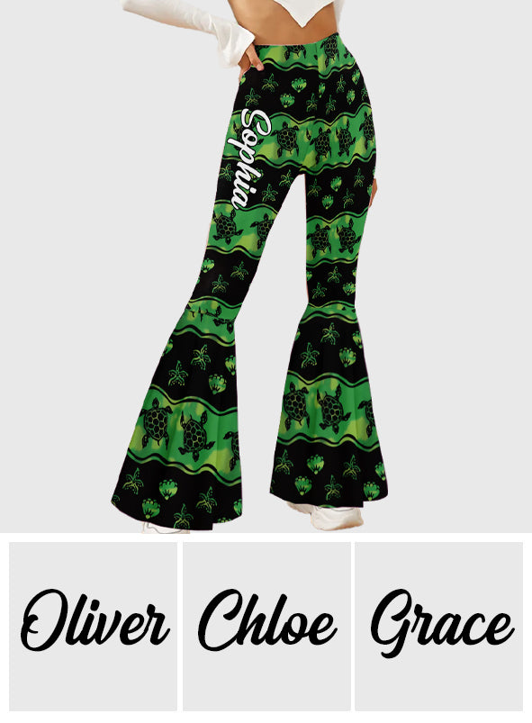 Cute Waves - Personalized Turtle Flare Leggings