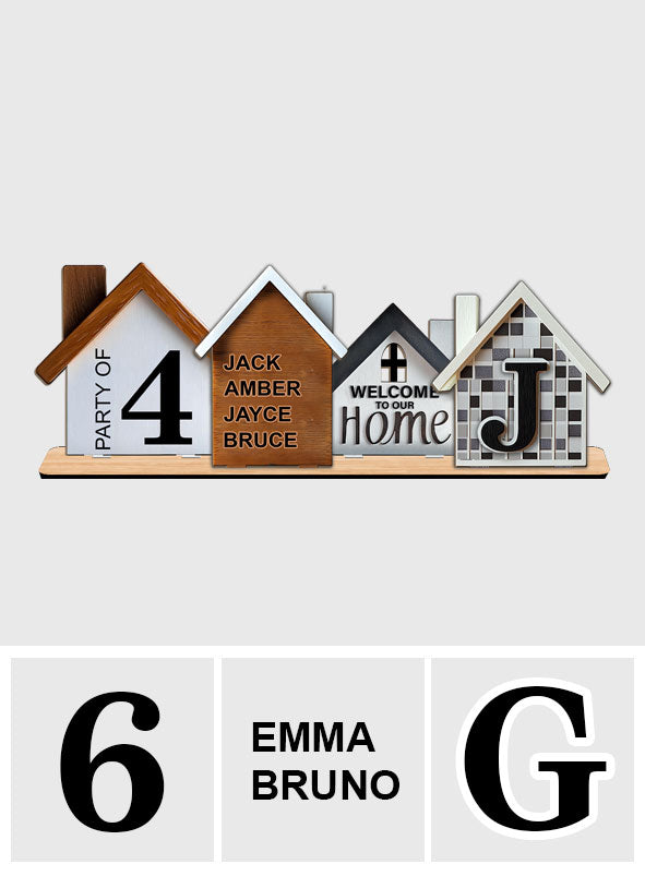 Family Standing House Centerpiece - Personalized Family 2 Layered Big Freestanding