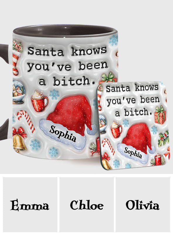 Santa Knows - Personalized Bestie Accent Mug