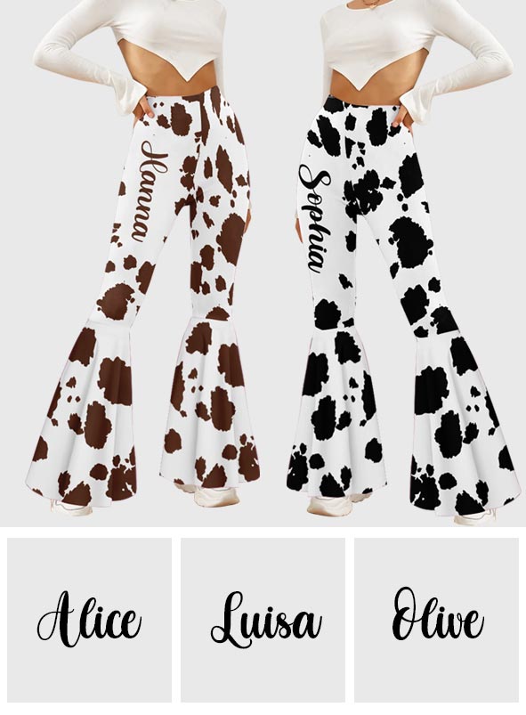 Love Highland Cow - Personalized Flare Leggings