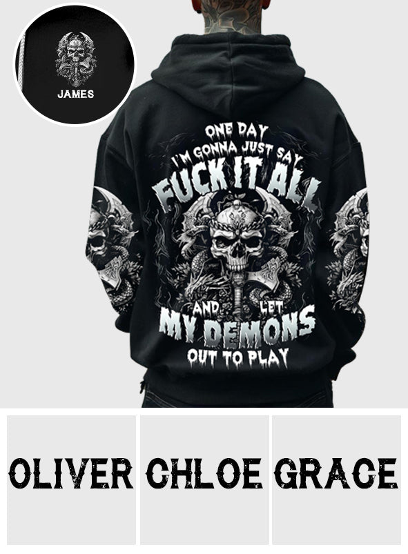 One Day I'm Gonna Just Say - Personalized Skull All Over Shirt