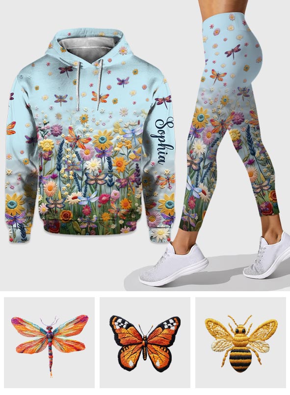 Pollinator Floral Garden - Personalized Gardening Hoodie and Leggings