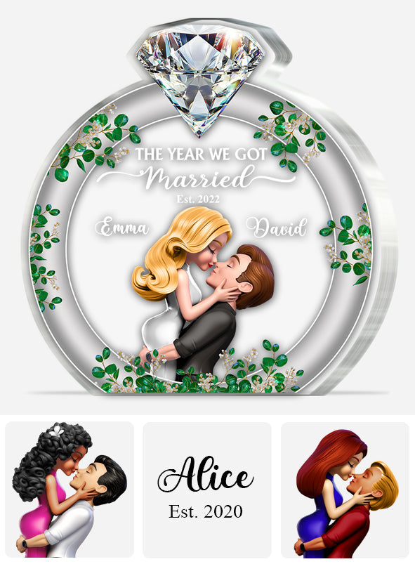 The Year We Got Married - Personalized Couple Custom Shaped Acrylic Plaque