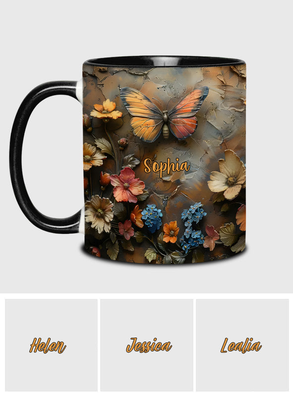 Chic Rose & Butterfly - Personalized Butterfly Accent Mug
