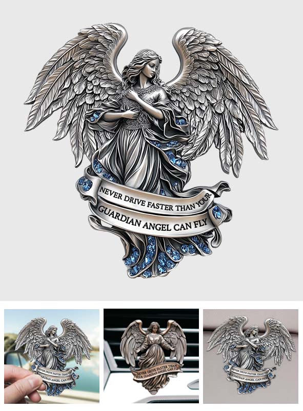 Never Drive Faster Than Your Guardian Angel Can Fly - Personalized Christian Shaped Car Visor Clip